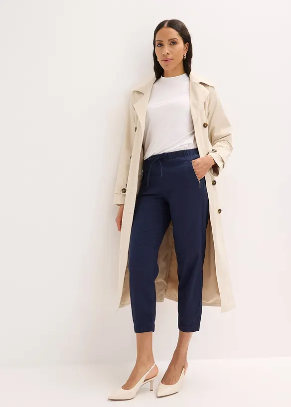 Pantalon 7/8 l&eacute;ger en lin et coton, bonprix