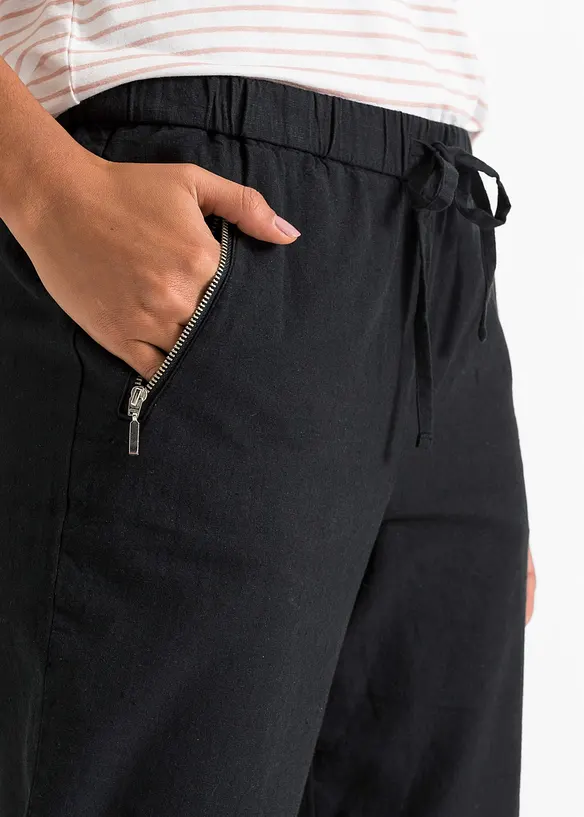 Pantalon 7/8 l&eacute;ger en lin et coton, bonprix