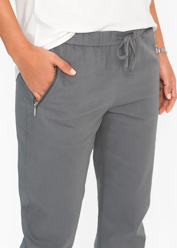 Pantalon 7/8 l&eacute;ger en lin et coton, bonprix