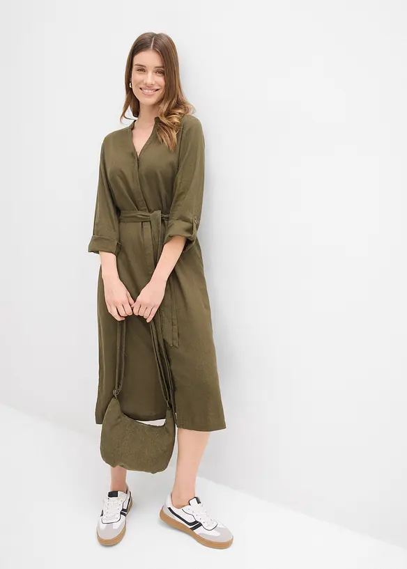 Robe &agrave; poches en lin et viscose, bonprix