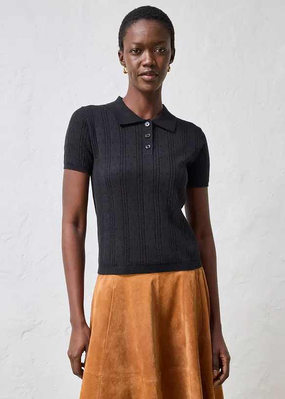 Ajour-Pullover mit Seidenanteil, bonprix