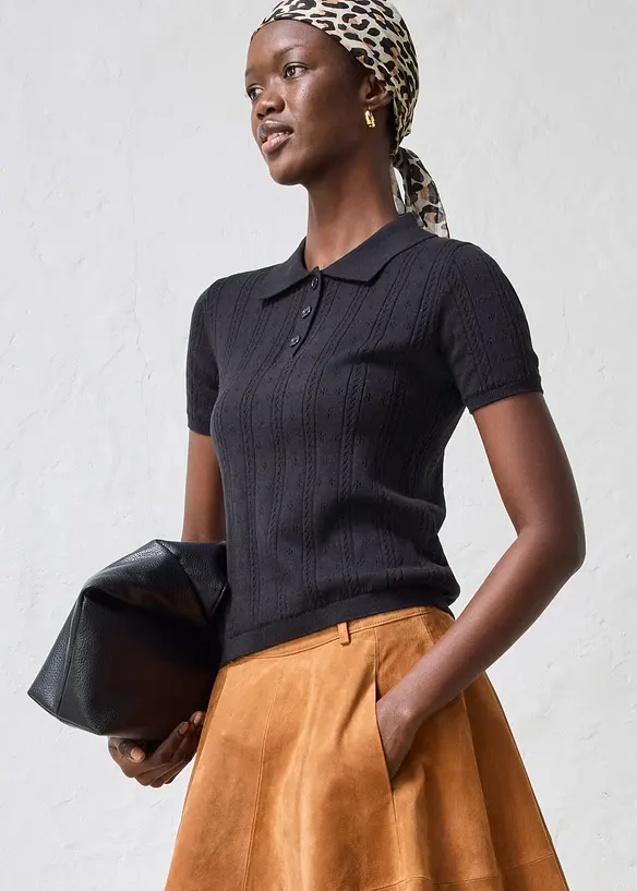 Ajour-Pullover mit Seidenanteil, bonprix