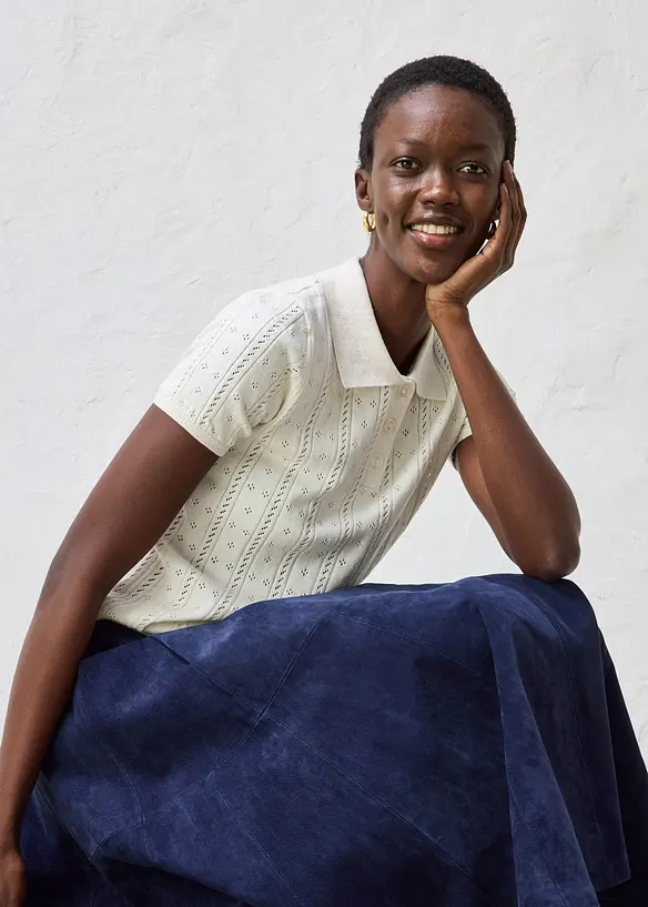 Ajour-Pullover mit Seidenanteil, bonprix