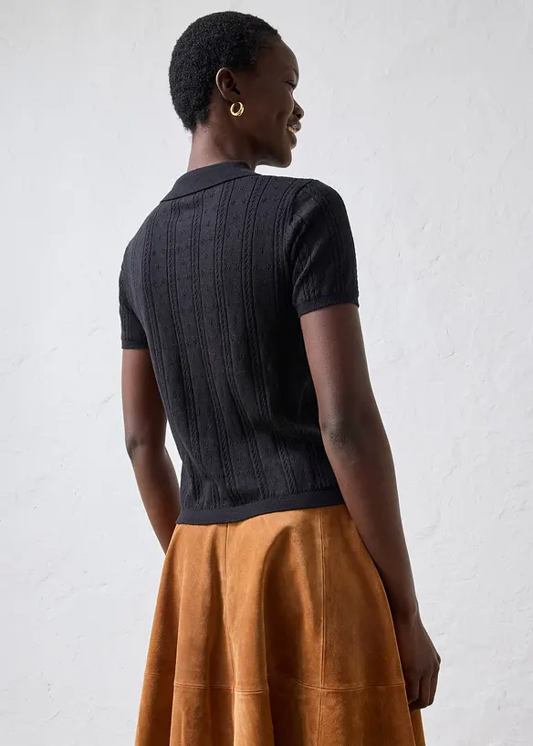 Ajour-Pullover mit Seidenanteil, bonprix