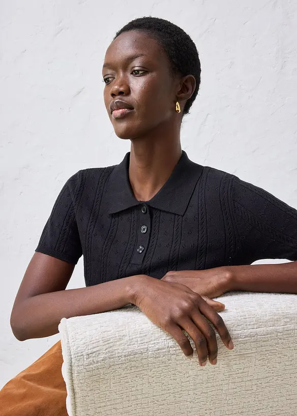 Ajour-Pullover mit Seidenanteil, bonprix