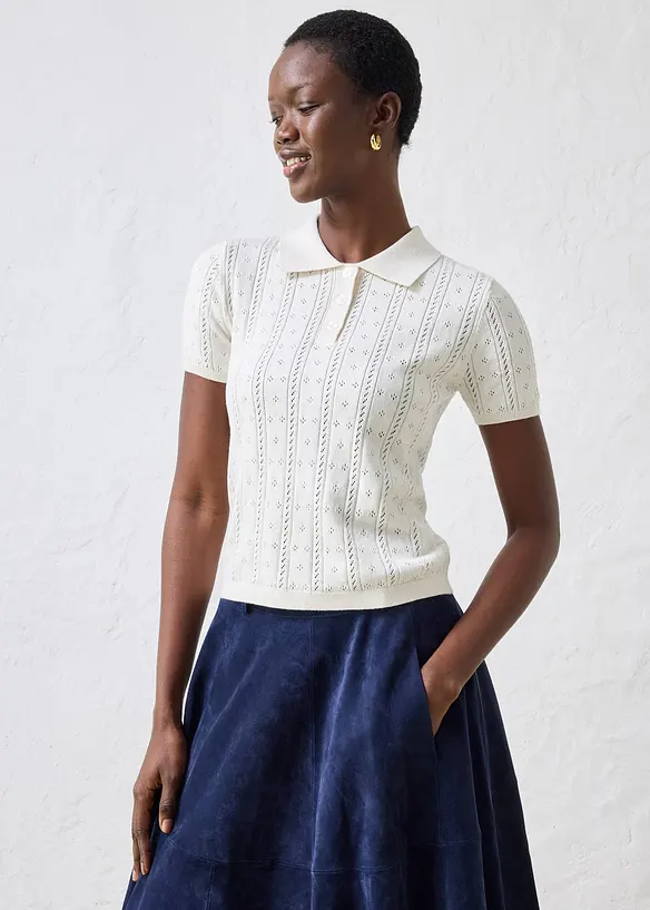 Ajour-Pullover mit Seidenanteil, bonprix