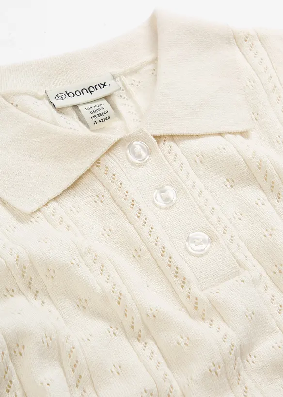 Ajour-Pullover mit Seidenanteil, bonprix