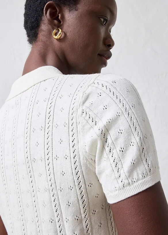 Ajour-Pullover mit Seidenanteil, bonprix