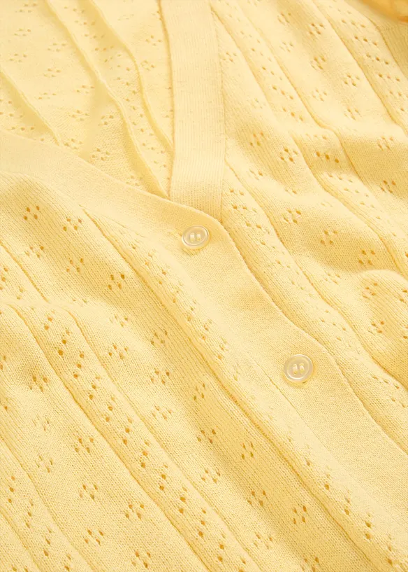 Ajour-Strickjacke mit Seidenanteil, bonprix