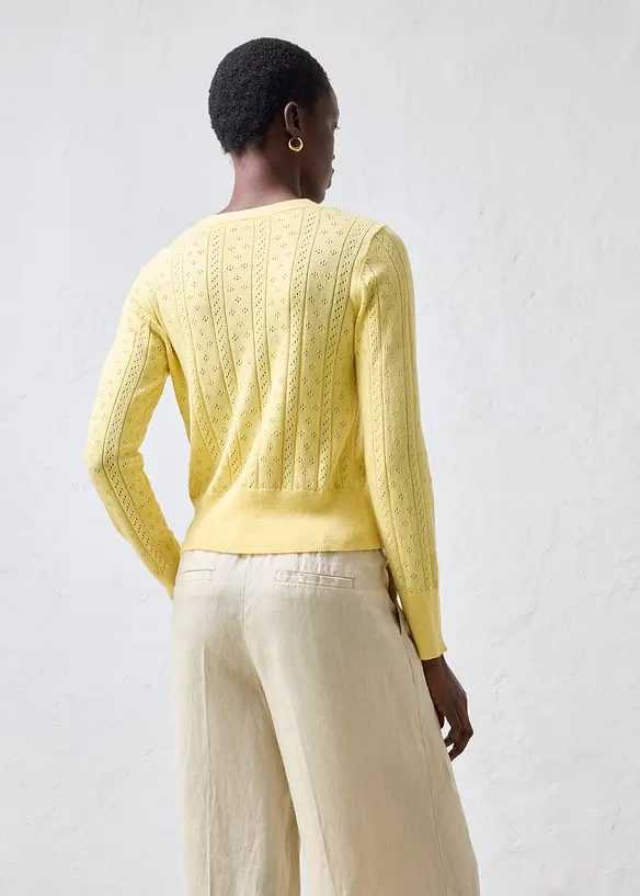 Ajour-Strickjacke mit Seidenanteil, bonprix