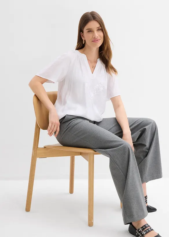 Kurzarmbluse aus strukturiertem Crinkle, bonprix