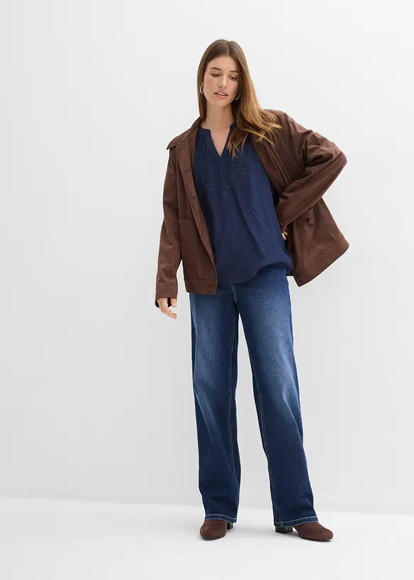 Blouse manches courtes, effet froiss&eacute;, bonprix