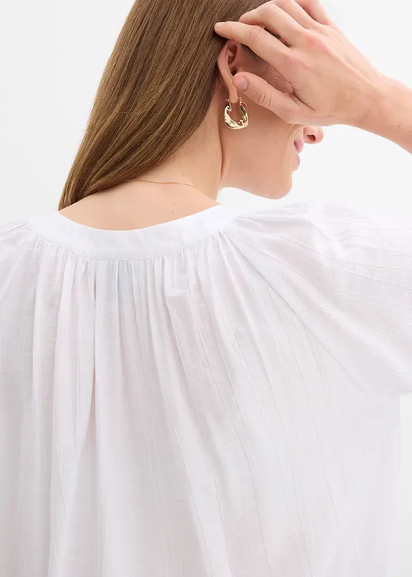 Kurzarmbluse aus strukturiertem Crinkle, bonprix