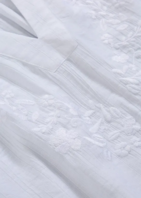 Kurzarmbluse aus strukturiertem Crinkle, bonprix