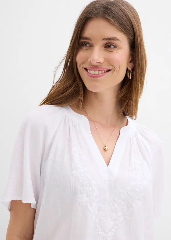 Kurzarmbluse aus strukturiertem Crinkle, bonprix