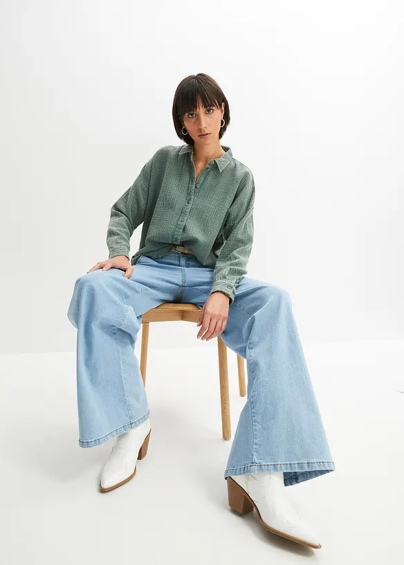 Weite Bluse in Used Optik, bonprix