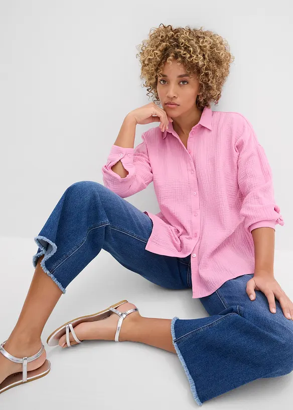 Weite Bluse in Used Optik, bonprix