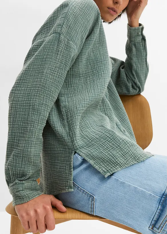 Weite Bluse in Used Optik, bonprix