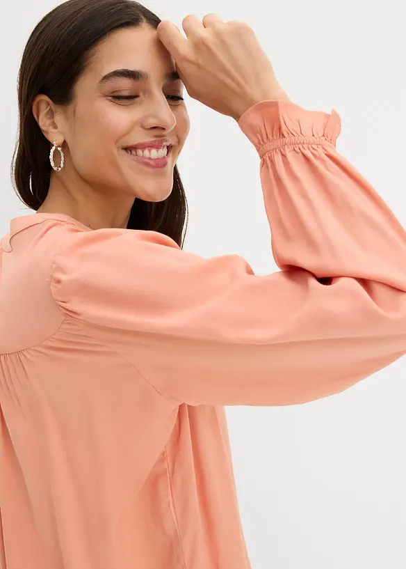 Prairie-Bluse aus flie&szlig;ender Viskose, bonprix