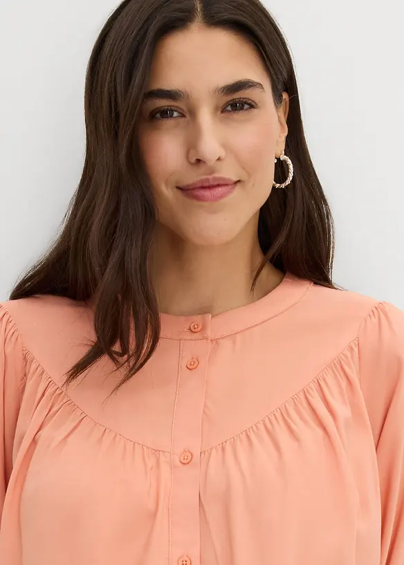 Prairie-Bluse aus flie&szlig;ender Viskose, bonprix