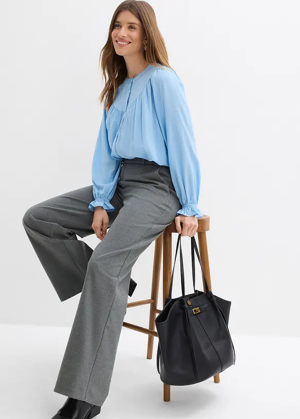 Prairie-Bluse aus flie&szlig;ender Viskose, bonprix