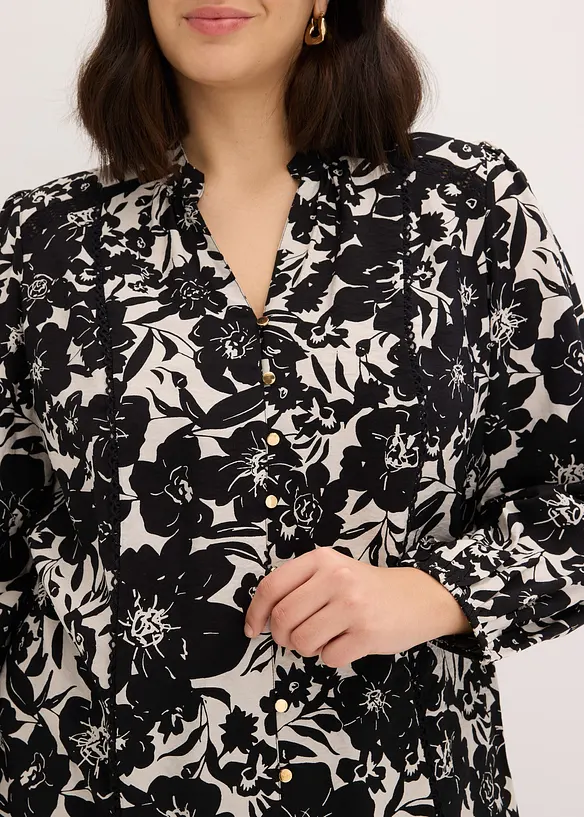 Bluse mit Spitzenb&auml;ndern, bonprix