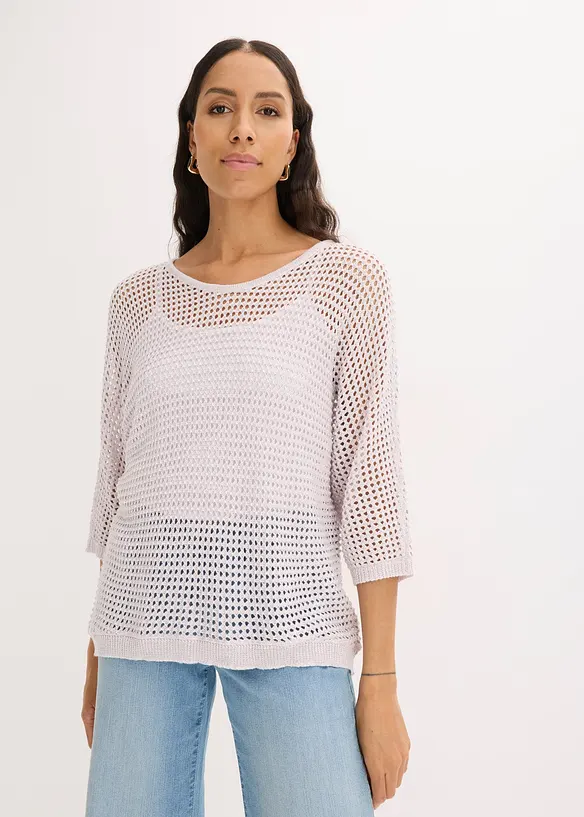 Ajour-Pullover aus Viskose-Mix, bonprix