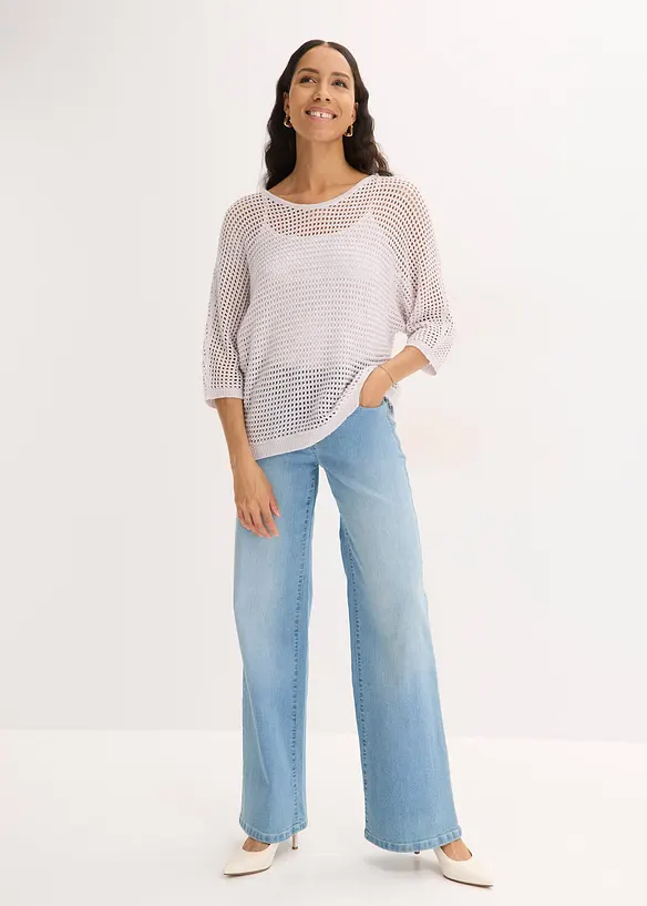 Ajour-Pullover aus Viskose-Mix, bonprix