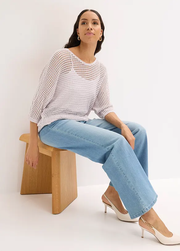 Ajour-Pullover aus Viskose-Mix, bonprix