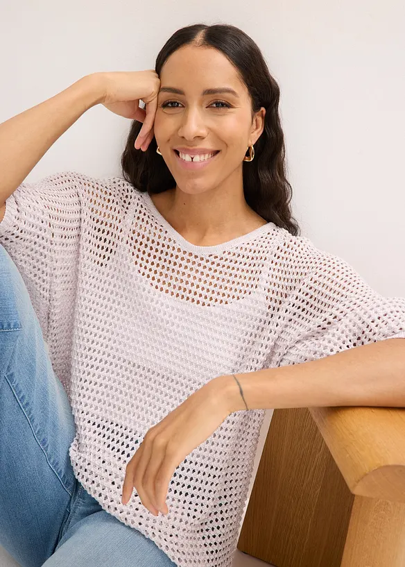 Ajour-Pullover aus Viskose-Mix, bonprix