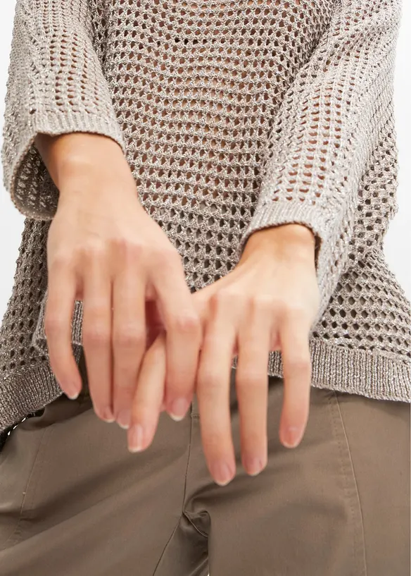 Pull ajour&eacute; brillant, bonprix