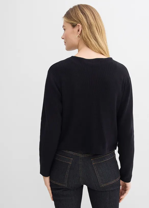 Kurze Strickjacke aus reiner Bio-Baumwolle, bonprix