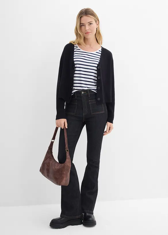 Kurze Strickjacke aus reiner Bio-Baumwolle, bonprix