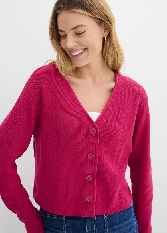 Kurze Strickjacke aus reiner Bio-Baumwolle, bonprix