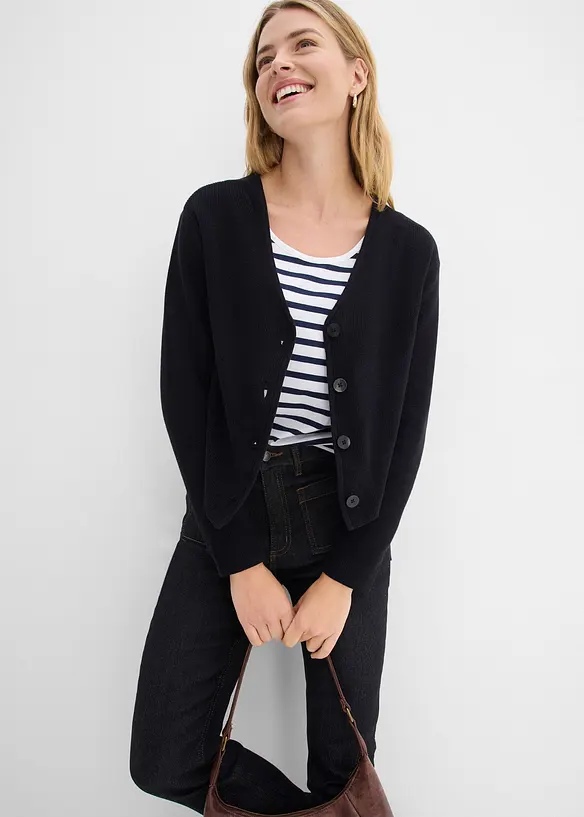 Kurze Strickjacke aus reiner Bio-Baumwolle, bonprix