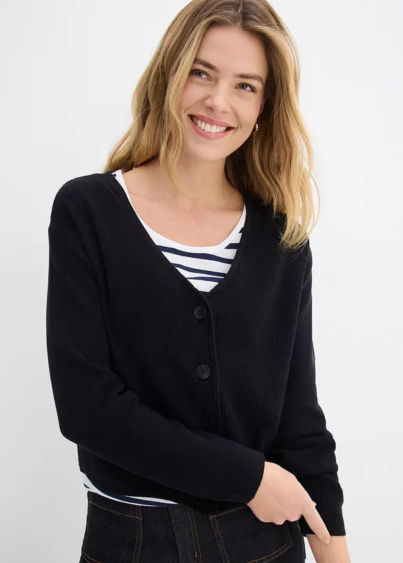 Kurze Strickjacke aus reiner Bio-Baumwolle, bonprix