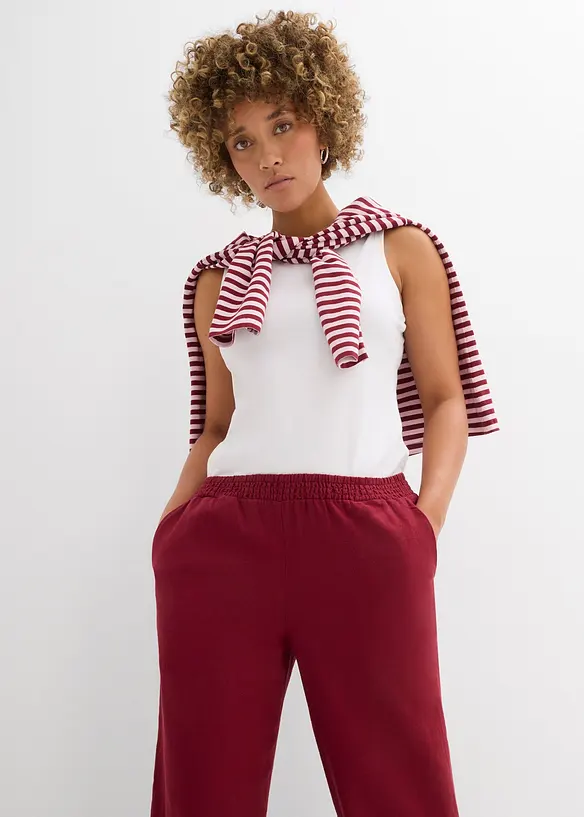 Pantalon palazzo en lin m&eacute;lang&eacute;, bonprix