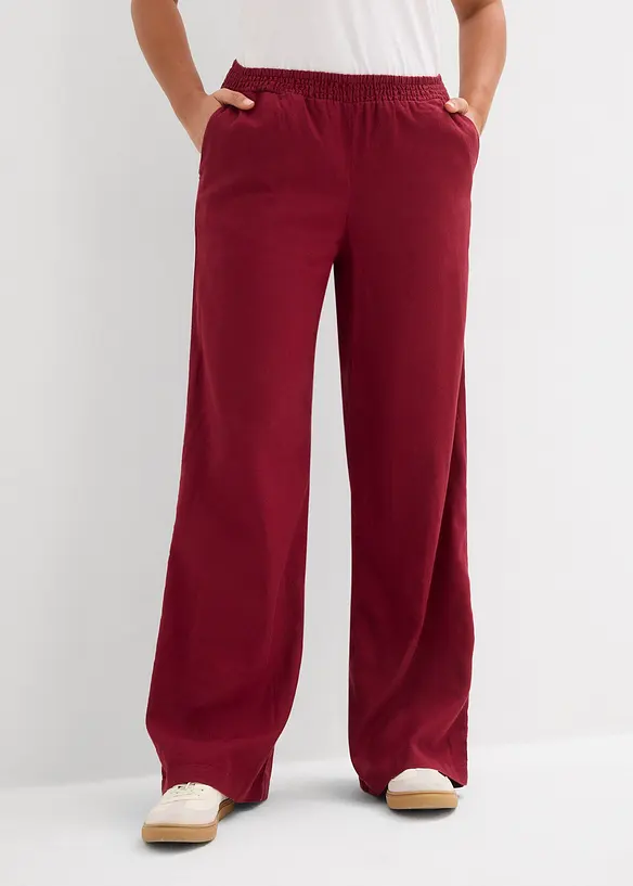 Pantalon palazzo en lin m&eacute;lang&eacute;, bonprix