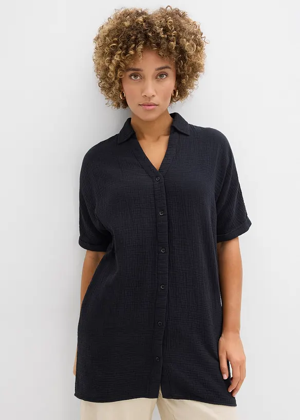 Oversize-Longbluse aus softem Musselin, bonprix