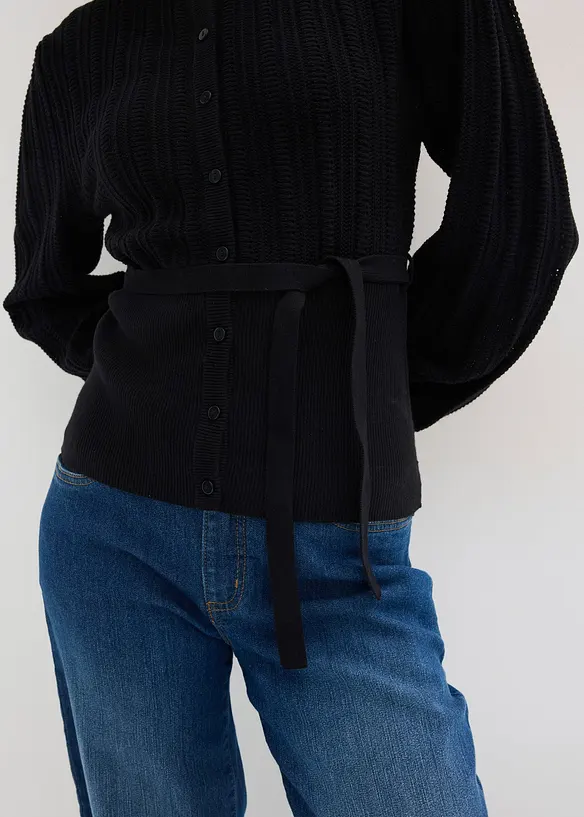 Ajour-Pullover in Baumwoll-Mix, bonprix