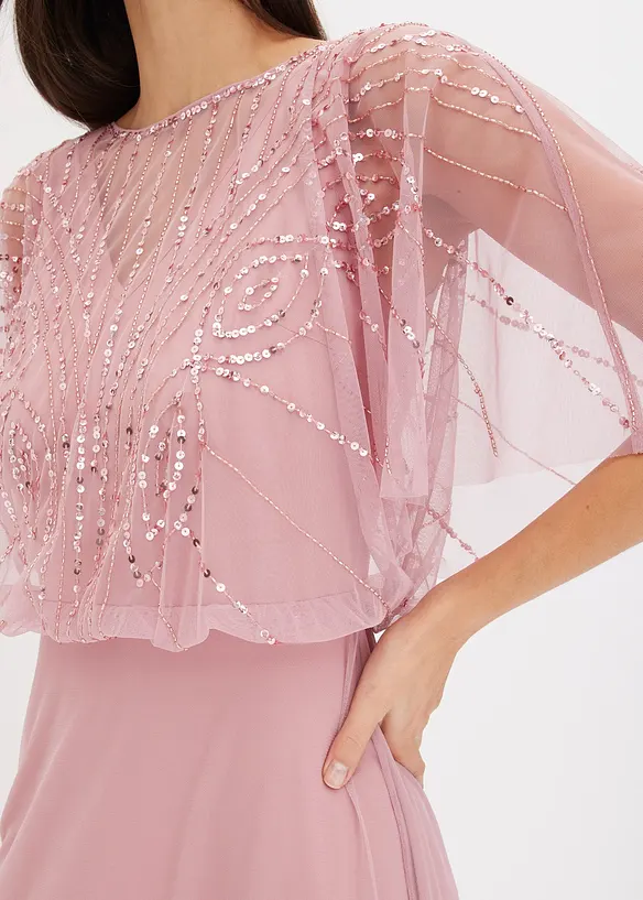 Maxikleid aus feinem T&uuml;ll mit Paillettenstickerei, bonprix