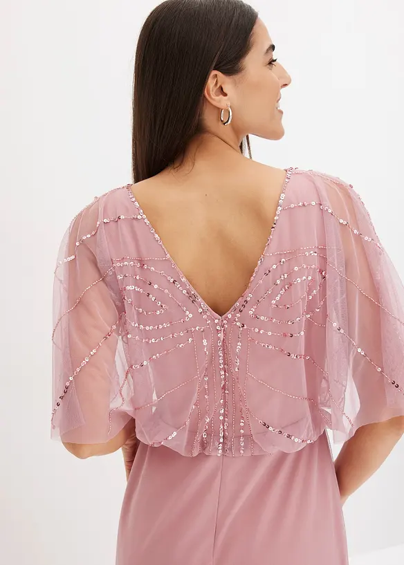 Maxikleid aus feinem T&uuml;ll mit Paillettenstickerei, bonprix