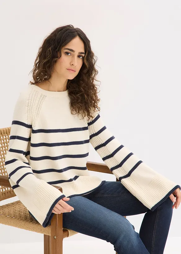Pullover mit  kontrastfarbigen Streifen, bonprix