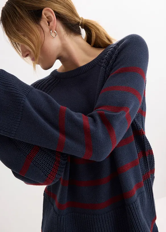 Pull &agrave; rayures contrastantes, bonprix