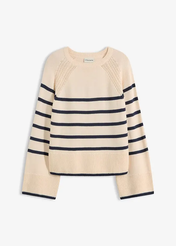Pullover mit  kontrastfarbigen Streifen, bonprix