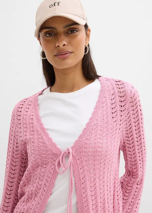 Strickjacke mit Lochmuster, bonprix