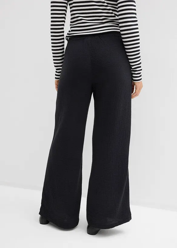 Pantalon palazzo l&eacute;ger en gaze de coton, bonprix