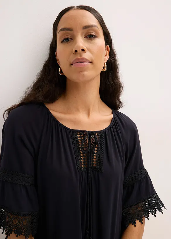 Tunique &agrave; dentelle en viscose douce, bonprix