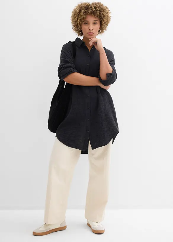 Oversize Musselin-Longbluse, bonprix