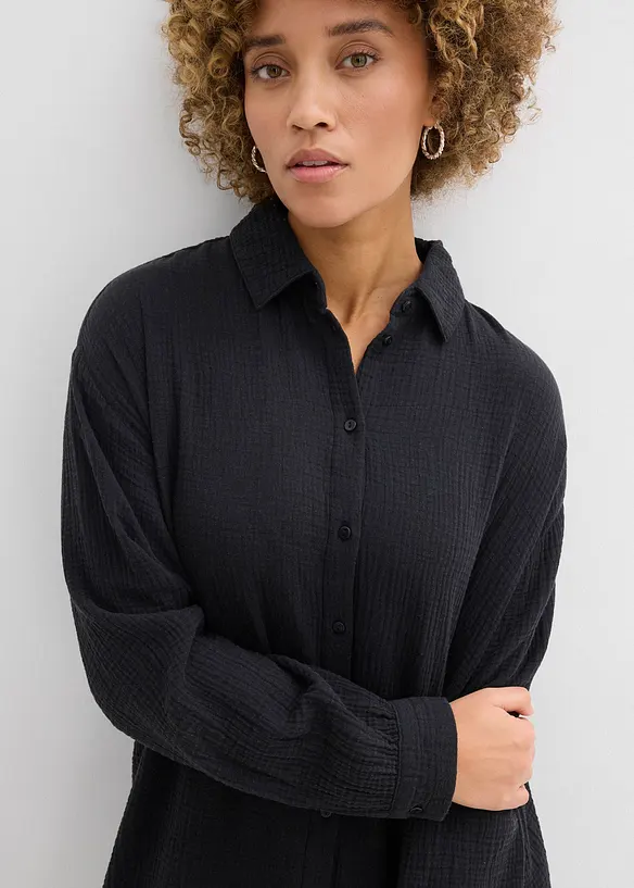 Oversize Musselin-Longbluse, bonprix